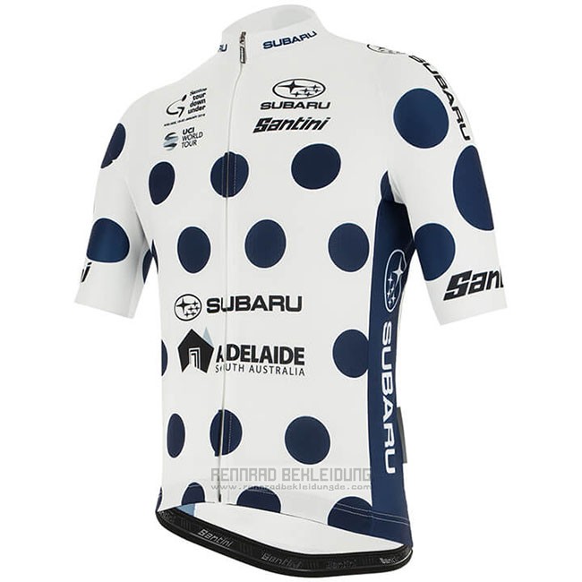 2019 Fahrradbekleidung Tour Down Under Blau Wei Trikot Kurzarm und Tragerhose